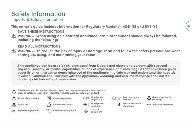 Image de la première page du manuel de l'appareil Roomba Combo i8