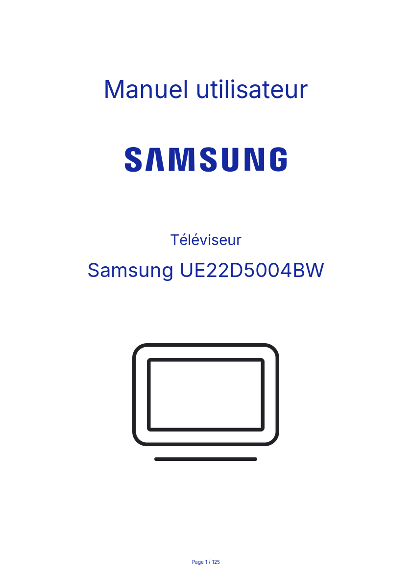 Page 1 de la notice Manuel utilisateur Samsung UE22D5004BW