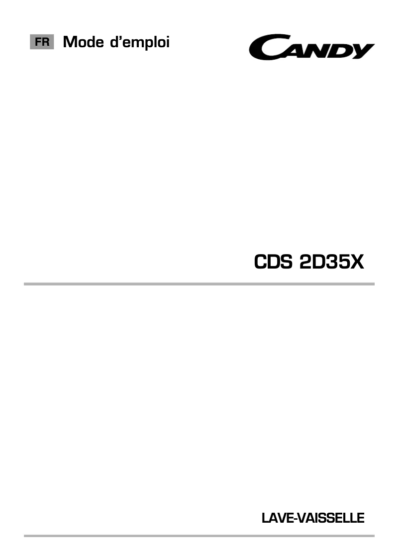 Page n°1 - Manuel utilisateur Candy CDS 2D35X-47
