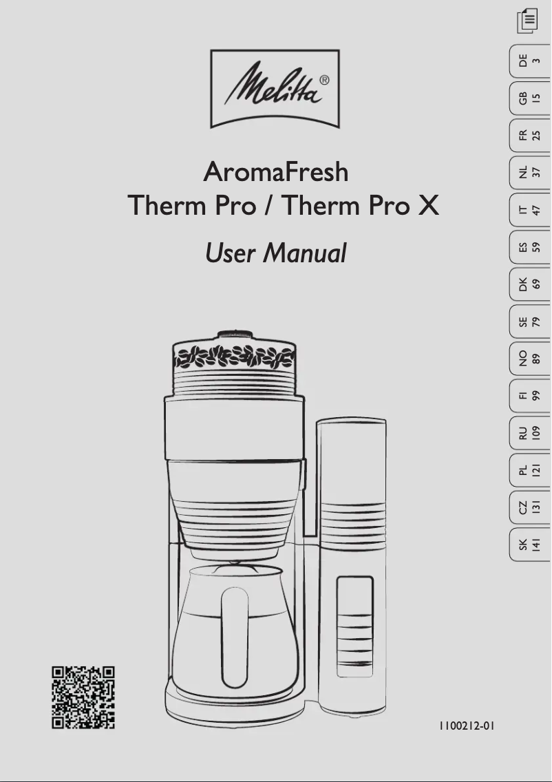 Page 1 of the manual User Manual Melitta AromaFresh Therm Pro X