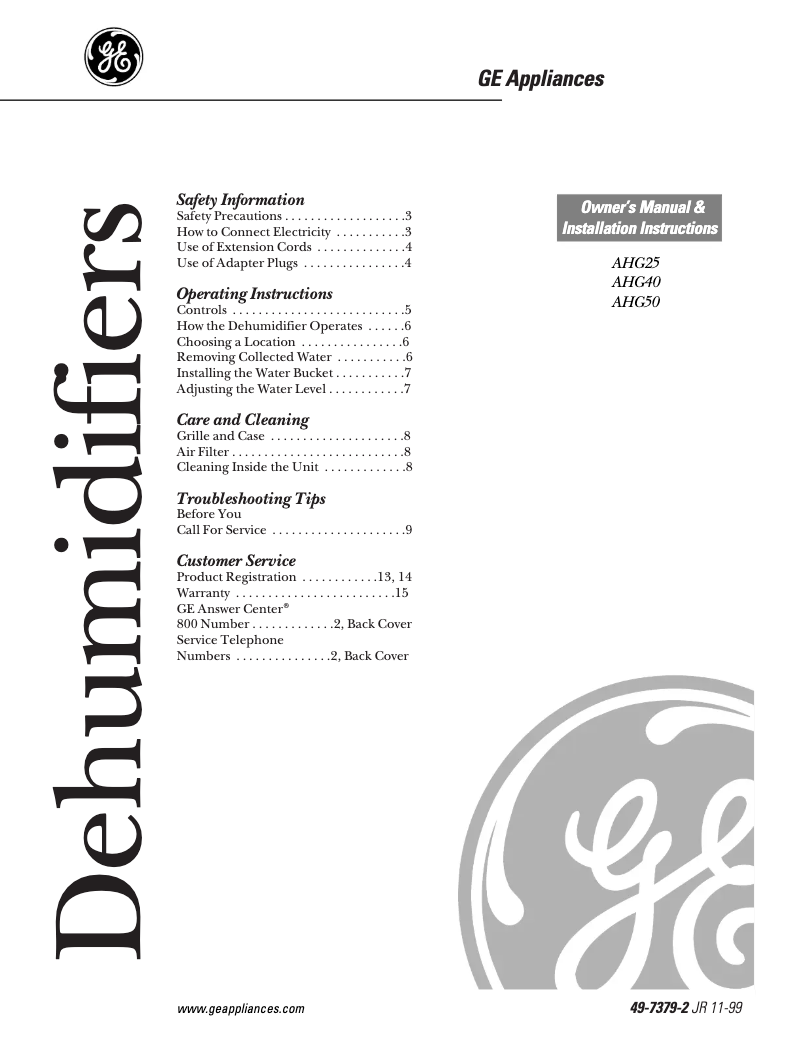 Image de la première page du manuel de l'appareil AHG25LA