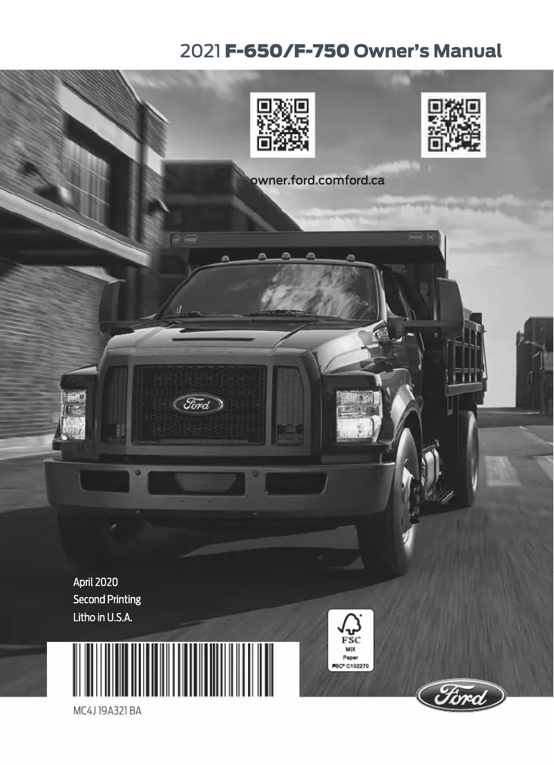 Page n°1 - Manuel utilisateur Ford F-650 (2021)