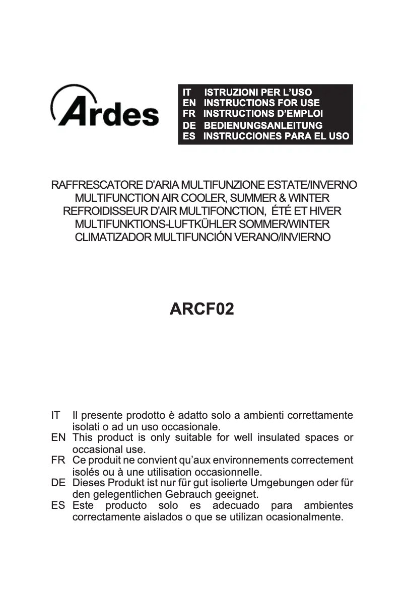 Page n°1 - Manuel utilisateur Ardes ARCF02