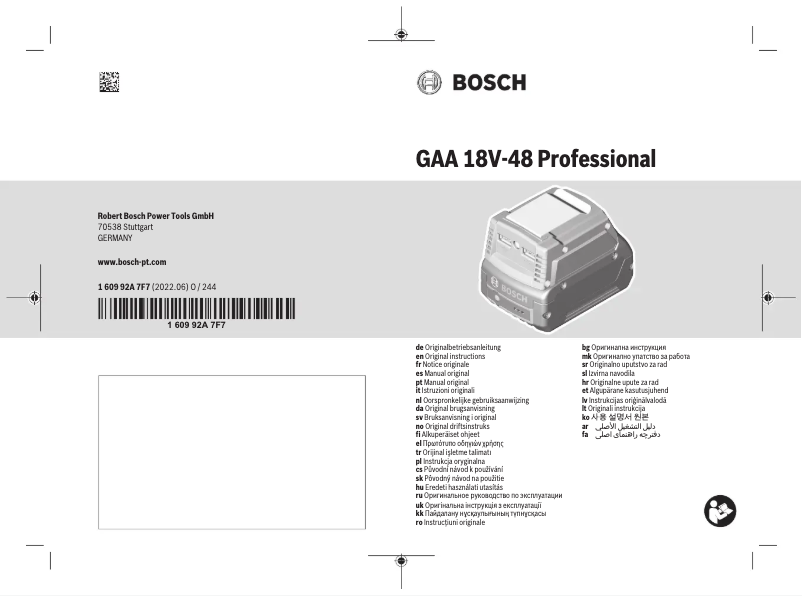 Image de la première page du manuel de l'appareil GAA 18V-48 Professional