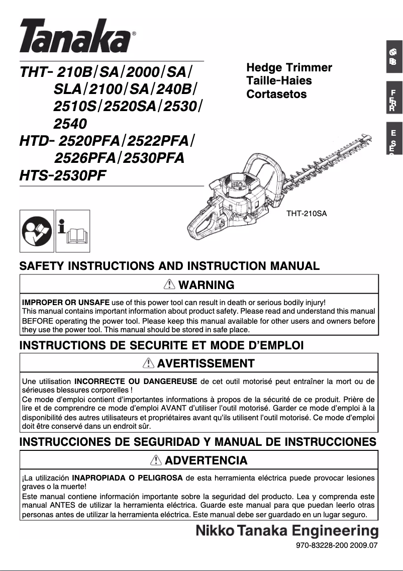 Page 1 de la notice Manuel utilisateur Tanaka THT-2530