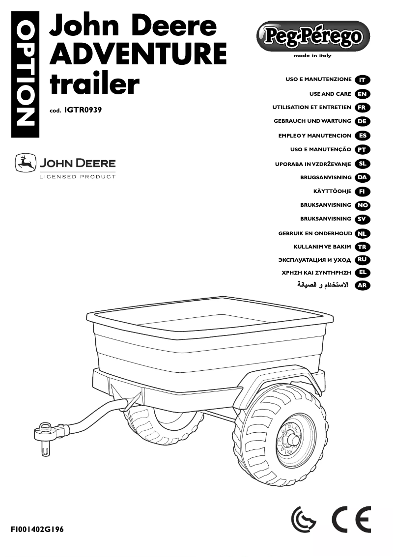 Image de la première page du manuel de l'appareil John Deere Adventure Trailer
