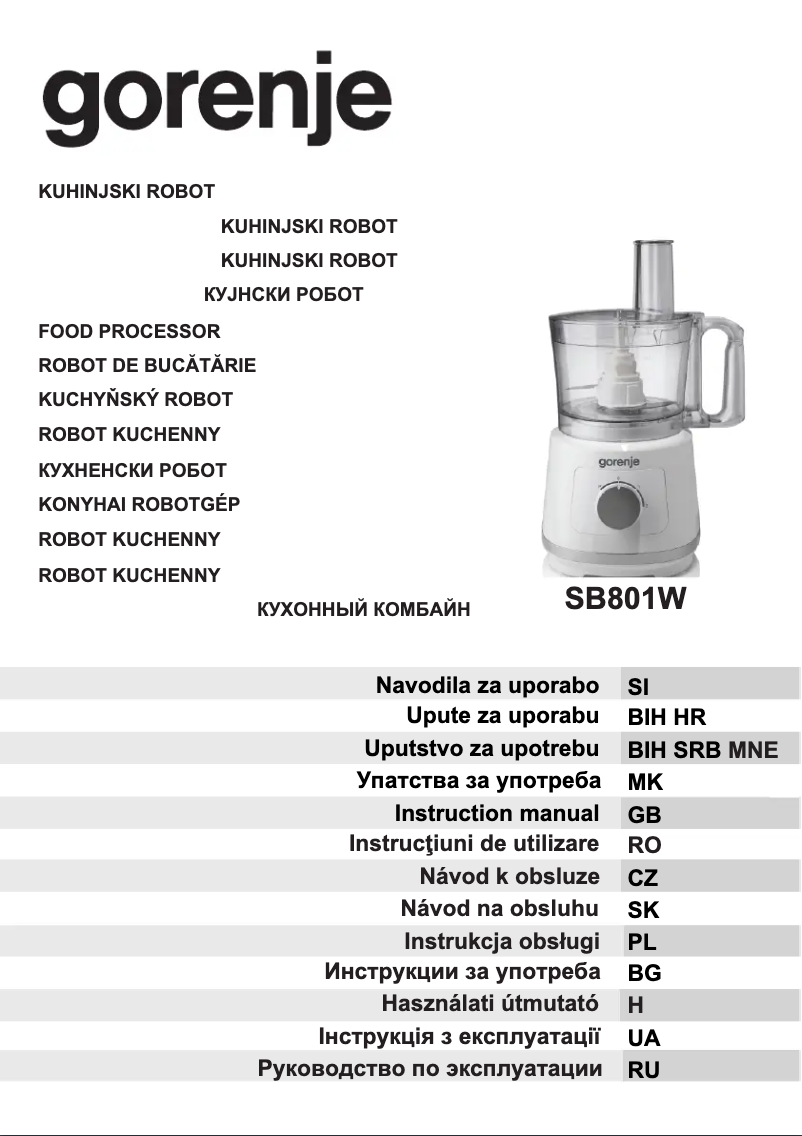 Page 1 de la notice Manuel utilisateur Gorenje SB801W