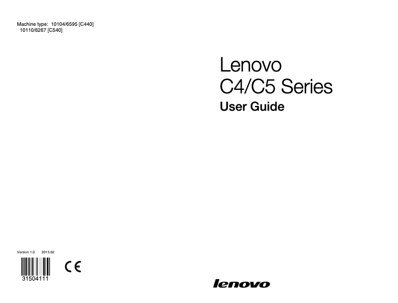 Page 1 de la notice Manuel utilisateur Lenovo C440 Touch