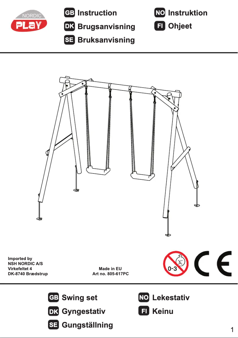 Page 1 de la notice Manuel utilisateur Nordic Play 805-617PC