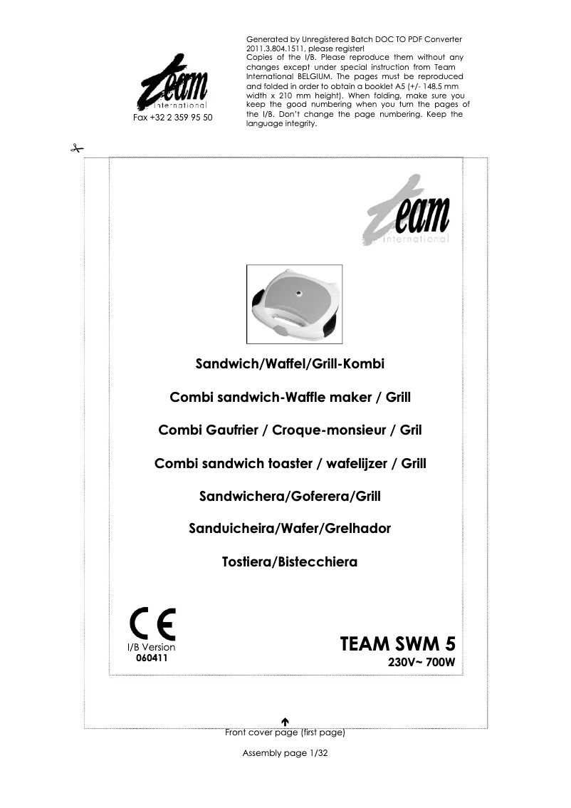 Imagen de la primera página del manual del dispositivo SWM 5