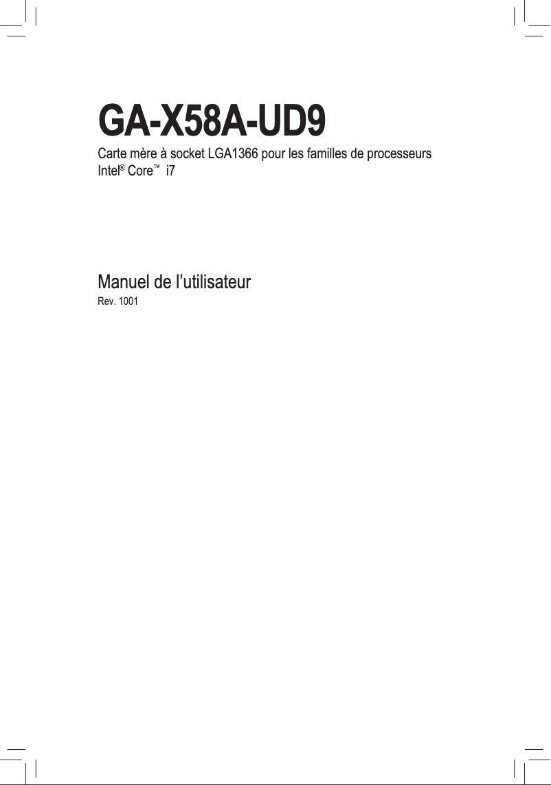 Page n°1 - Manuel utilisateur Gigabyte GA-X58A-UD9
