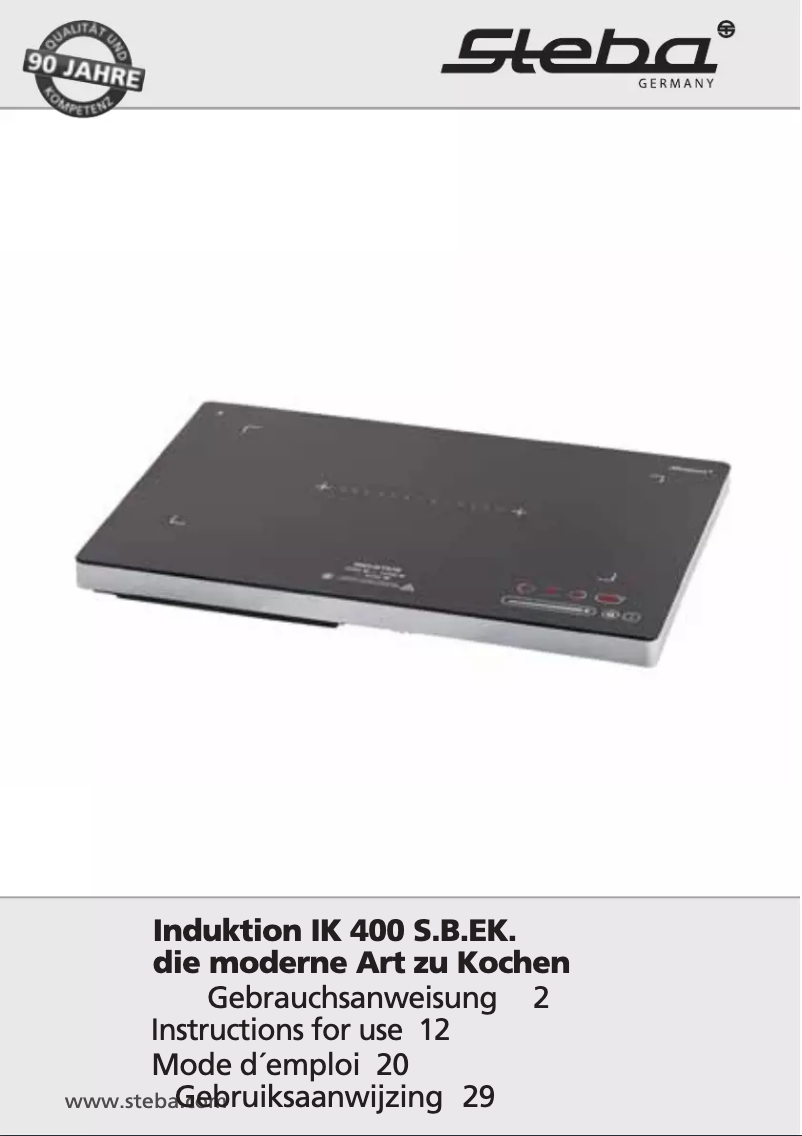 Page 1 de la notice Manuel utilisateur Steba IK 400 S.B.EK.