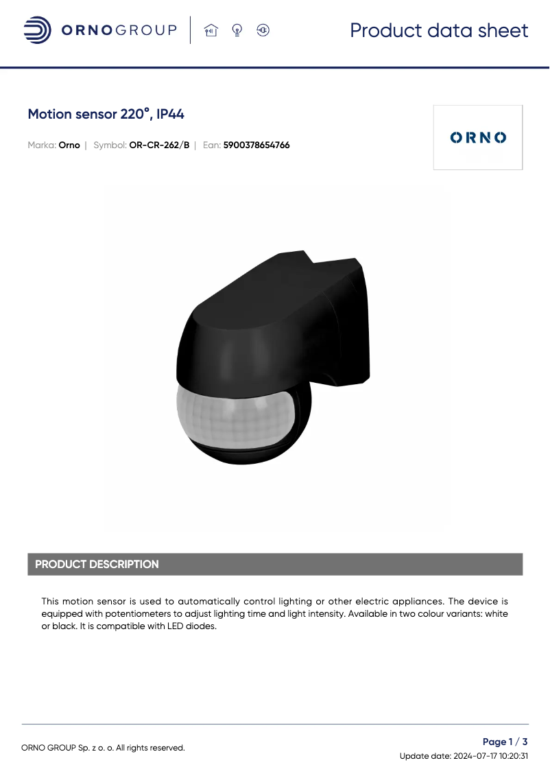 Image de la première page du manuel de l'appareil OR-CR-262