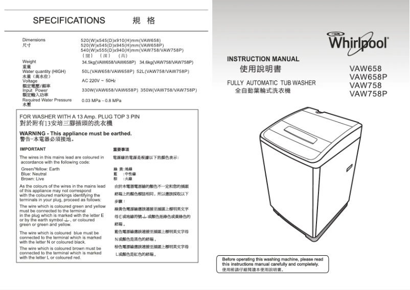 Image de la première page du manuel de l'appareil VAW658