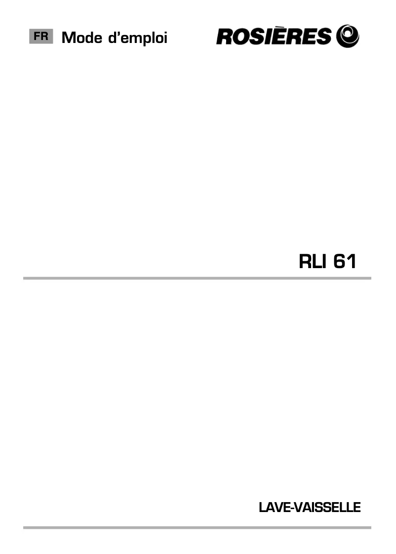 Page 1 de la notice Manuel utilisateur Rosieres RLI 61 IN