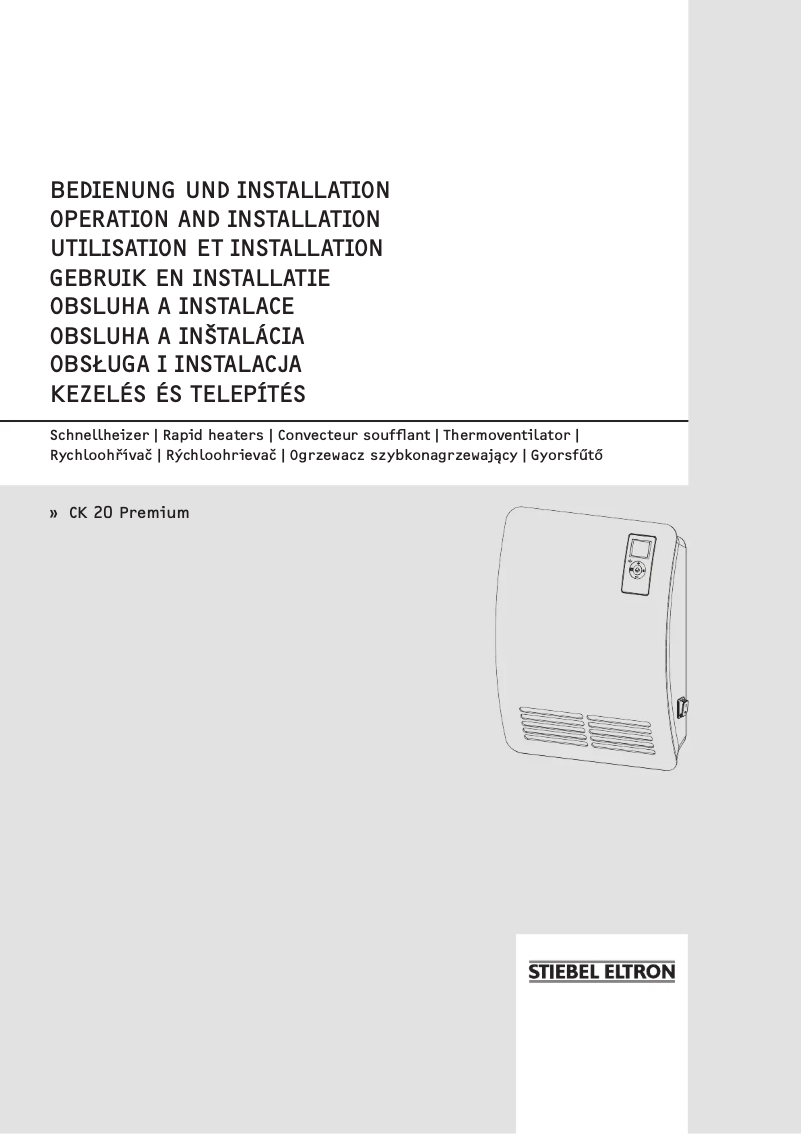 Page 1 de la notice Manuel utilisateur Stiebel Eltron CK 20 Premium
