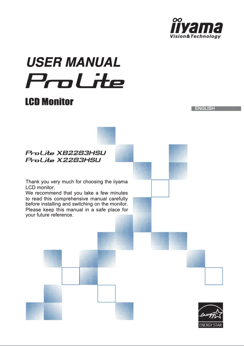 Page 1 de la notice Manuel utilisateur Iiyama ProLite X2283HSU-B1DP