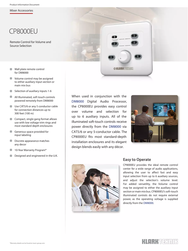 Page n°1 - Fiche technique Klark Teknik CP8000EU