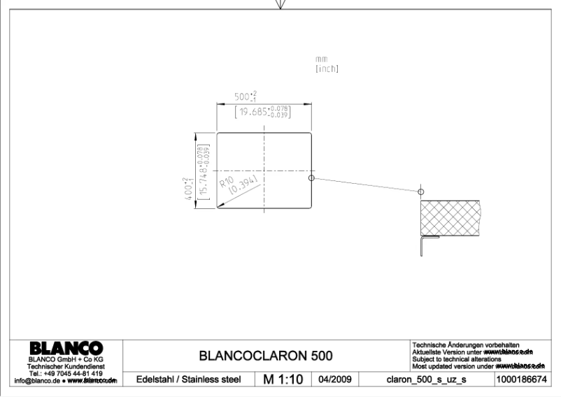 Page n°1 - Manuel utilisateur BLANCO CLARON 500-U