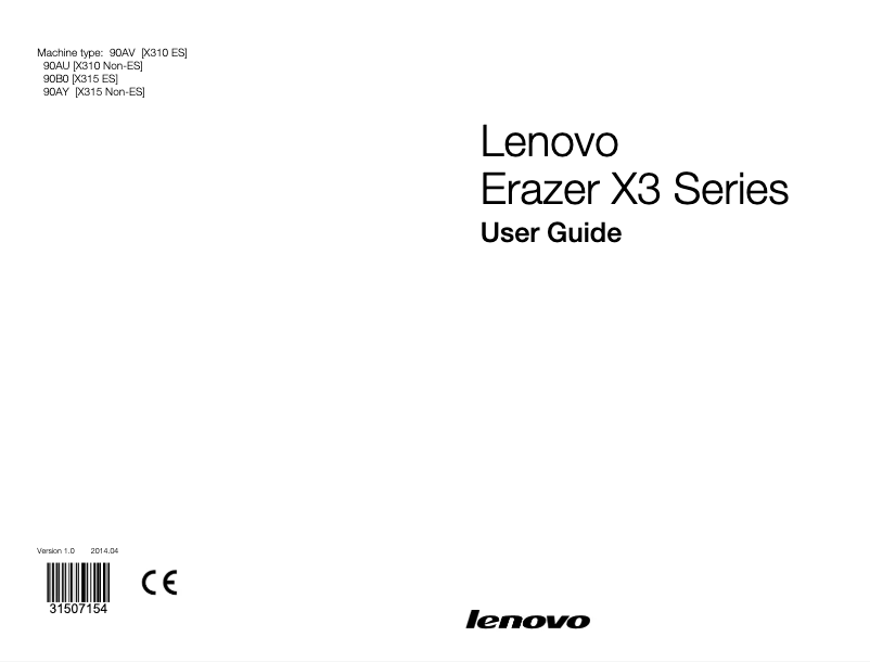 Page 1 de la notice Manuel utilisateur Lenovo Erazer X315