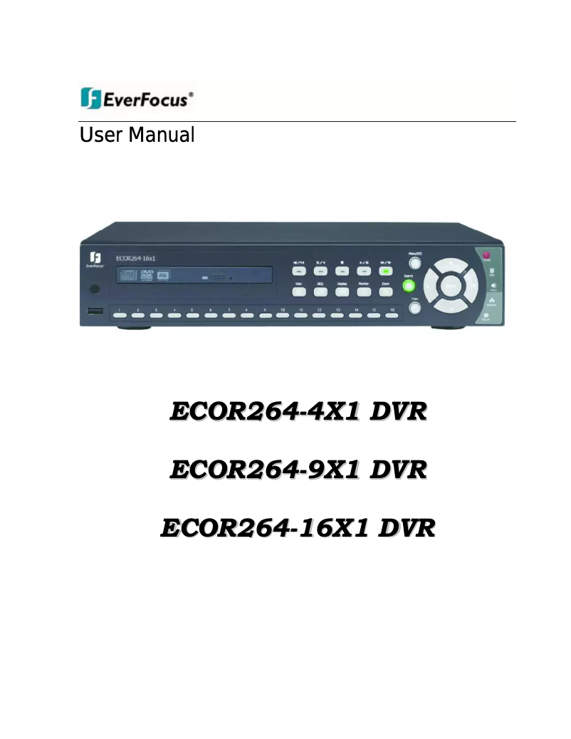 Page n°1 - Manuel utilisateur EverFocus ECOR264-16X1/1T