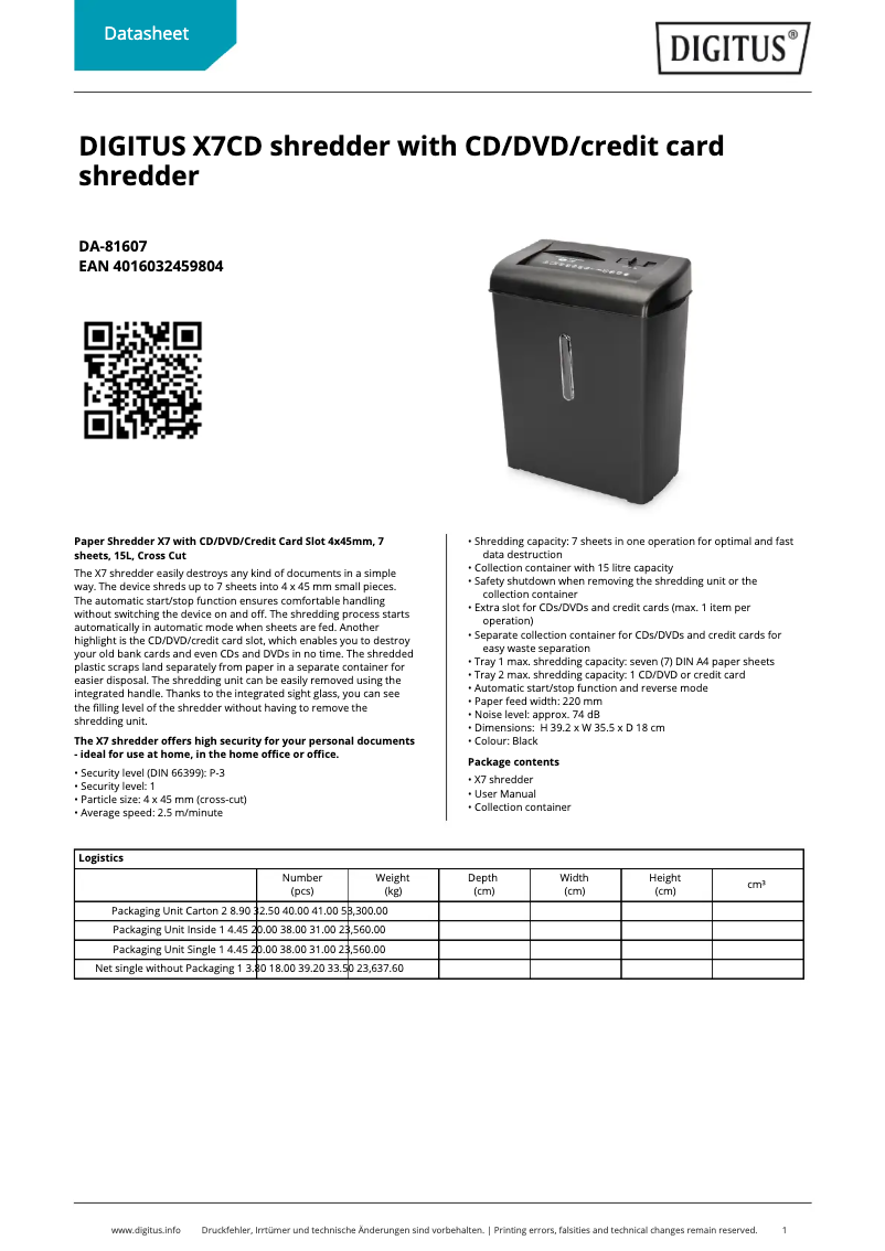 Image de la première page du manuel de l'appareil DA-81607