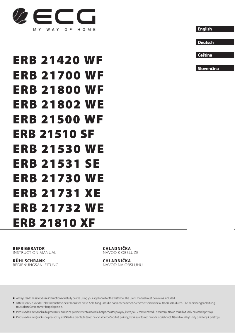 Page 1 de la notice Manuel utilisateur ECG ERB 21531 SE