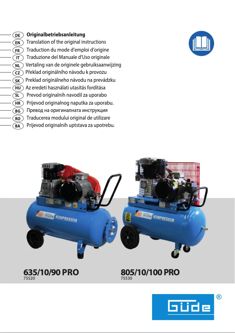 Página 1 del manual Manual de usuario Güde Kompressor 805/10/100 PRO