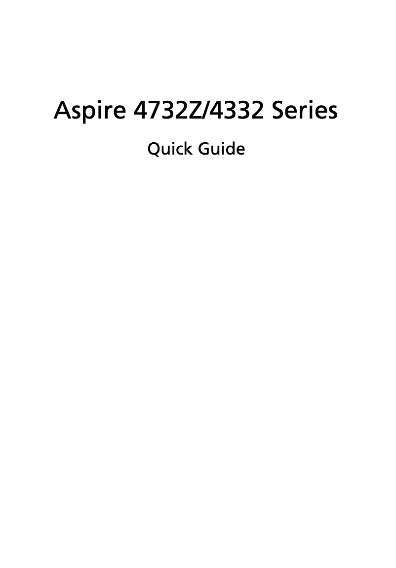 Page n°1 - Manuel utilisateur Acer Aspire 4732Z