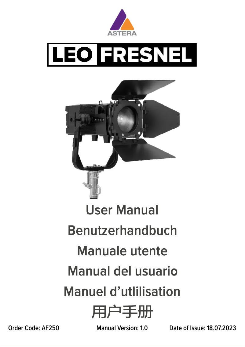 Page 1 de la notice Manuel utilisateur Astera Leo Fresnel