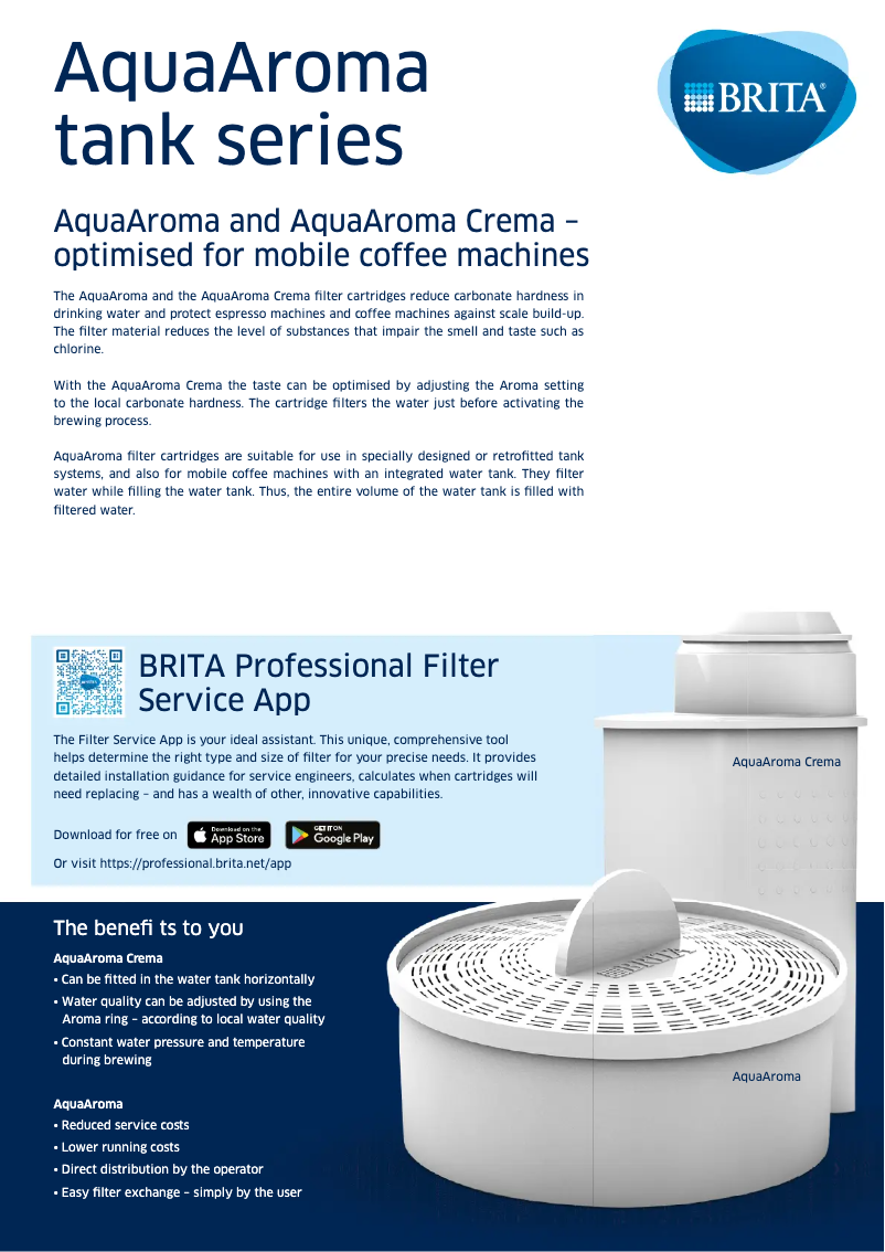 Page 1 de la notice Fiche technique BRITA AquaAroma