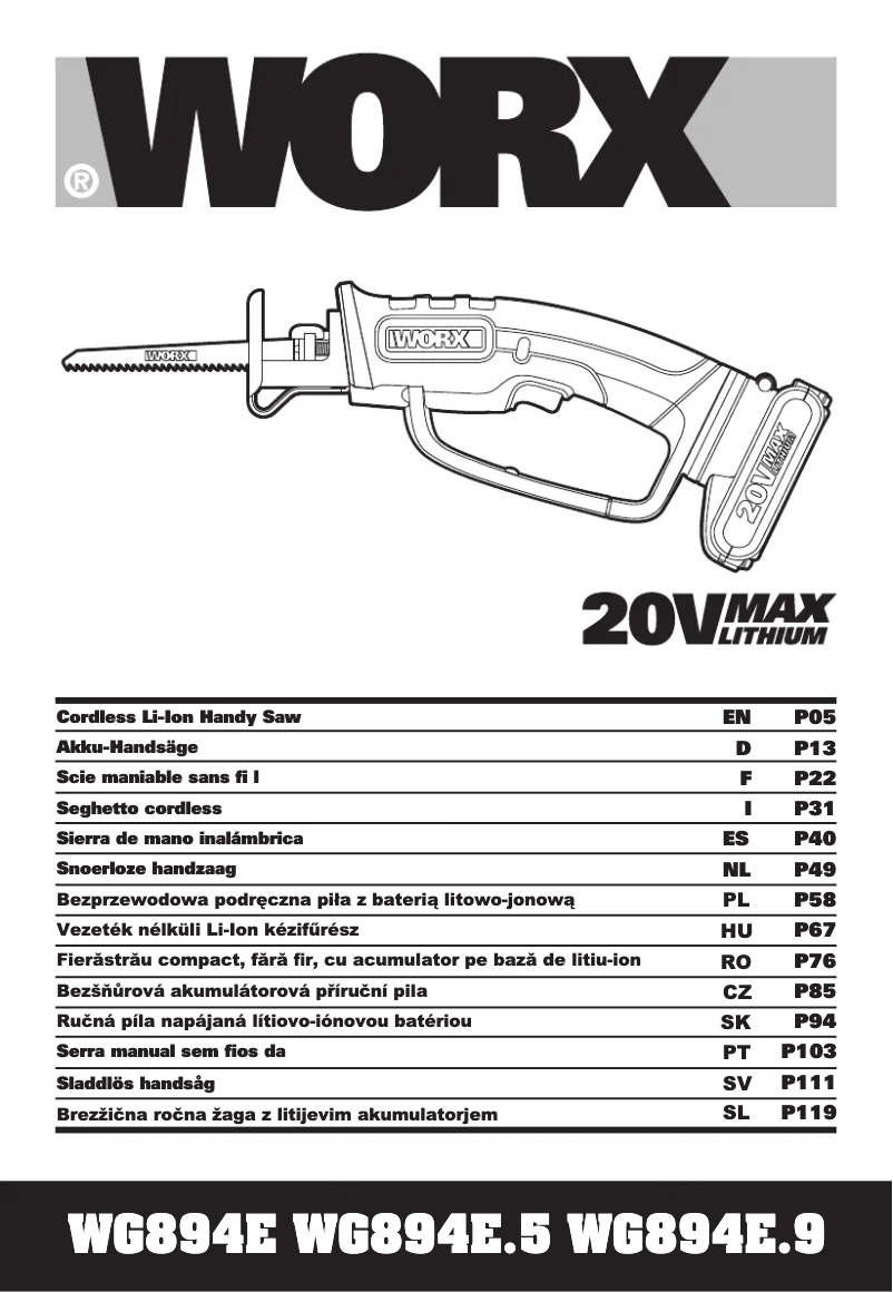 Page n°1 - Manuel utilisateur Worx WG894E.9