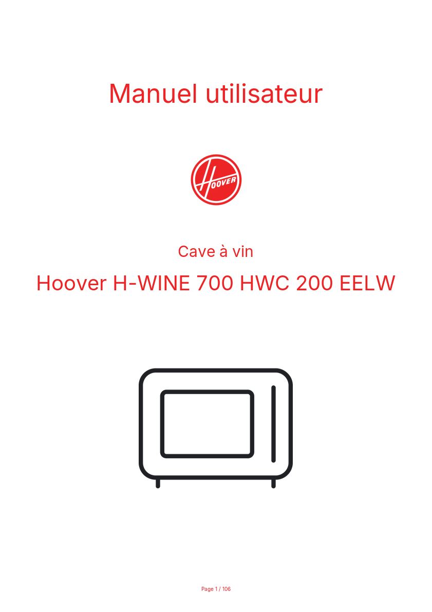 Image de la première page du manuel de l'appareil H-WINE 700 HWC 200 EELW