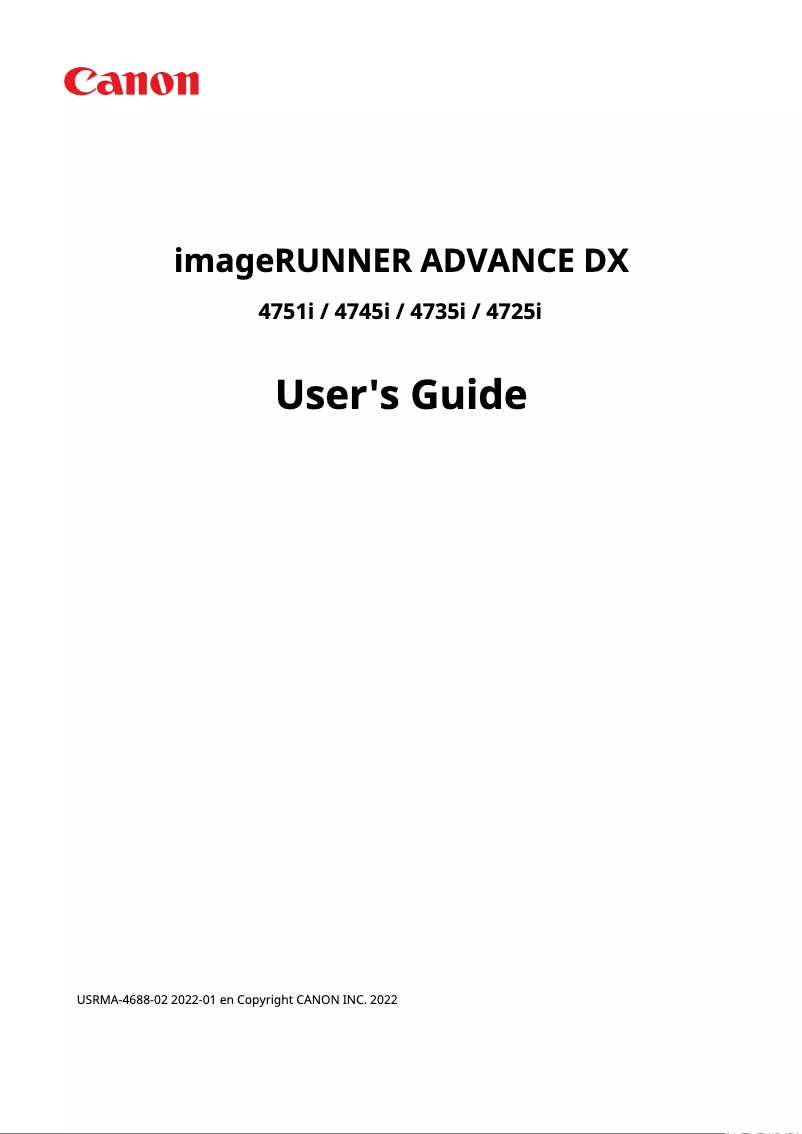Image de la première page du manuel de l'appareil imageRUNNER ADVANCE DX 4745i