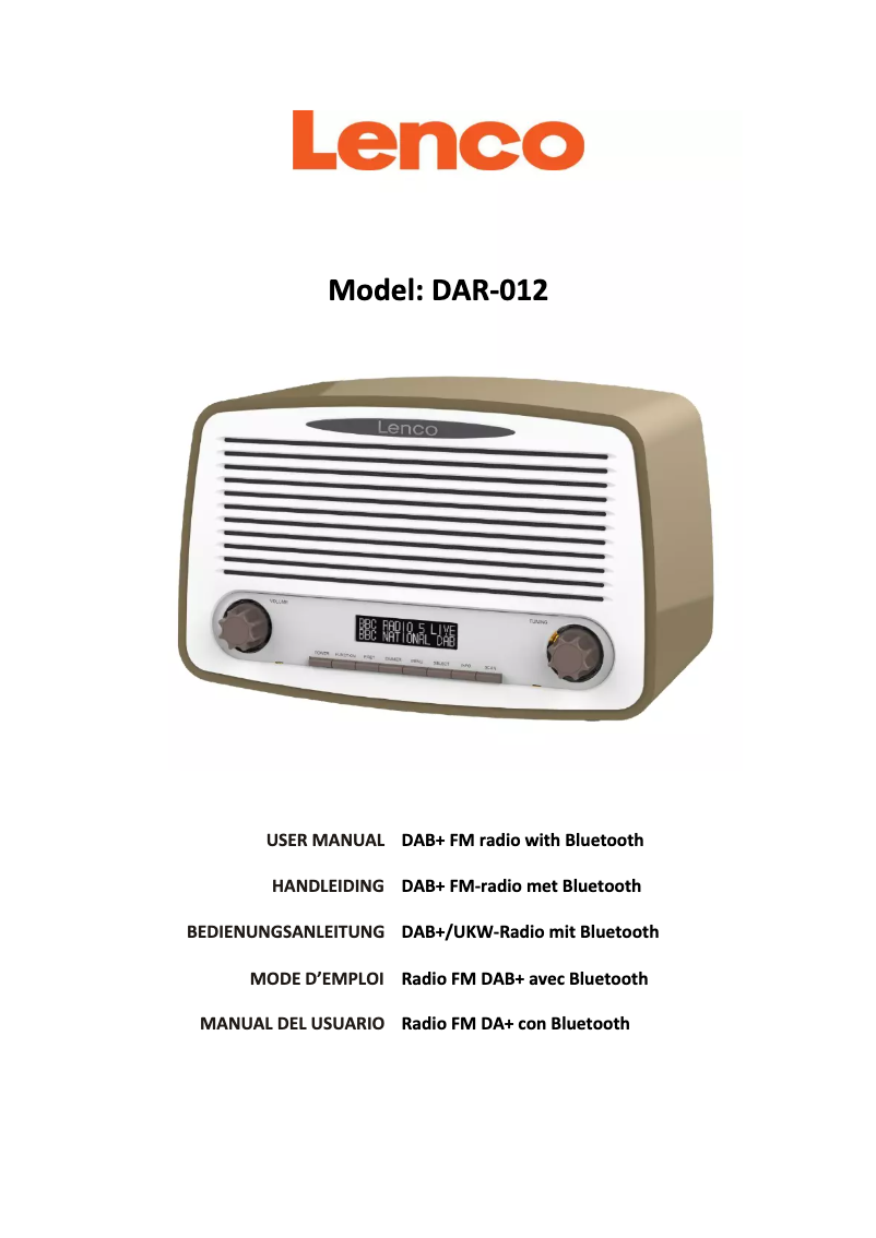 Page n°1 - Manuel utilisateur Lenco DAR-012