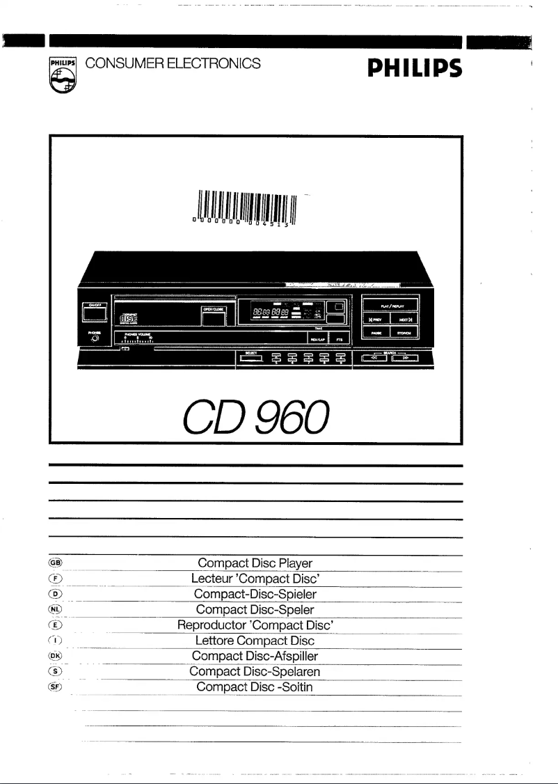 Page 1 de la notice Manuel utilisateur Philips CD960