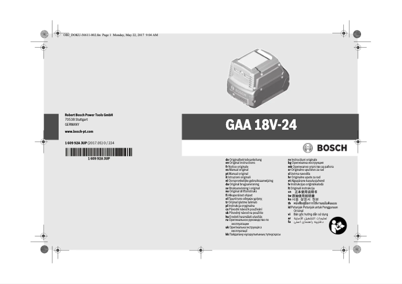 Page n°1 - Manuel utilisateur Bosch GAA 18 V-24 Professional