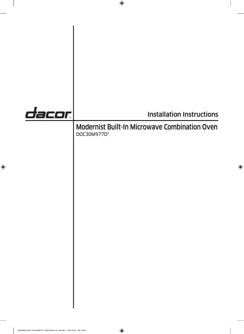 Page 1 de la notice Guide d'installation Samsung DOC30M977DS