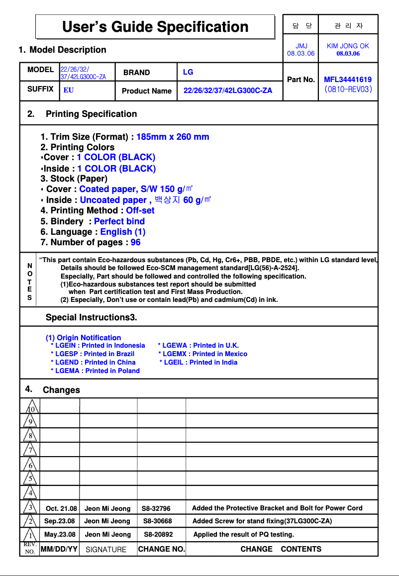 Página 1 del manual Manual de usuario LG 32LG300C