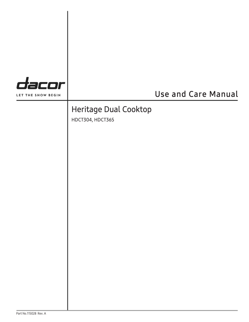 Page n°1 - Manuel utilisateur Dacor HDCT304