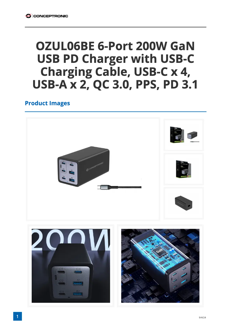 Page 1 de la notice Fiche technique Conceptronic OZUL06BE