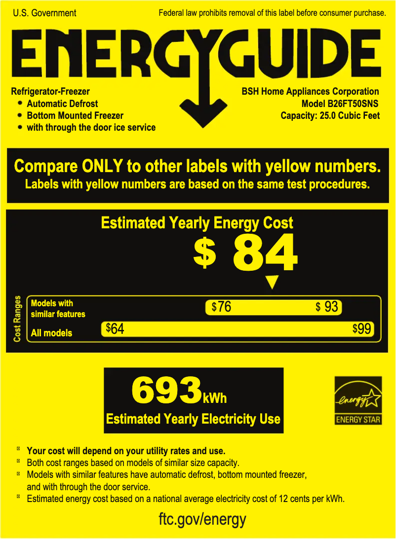 Página 1 del manual Etiqueta energética Bosch B26FT50SNS