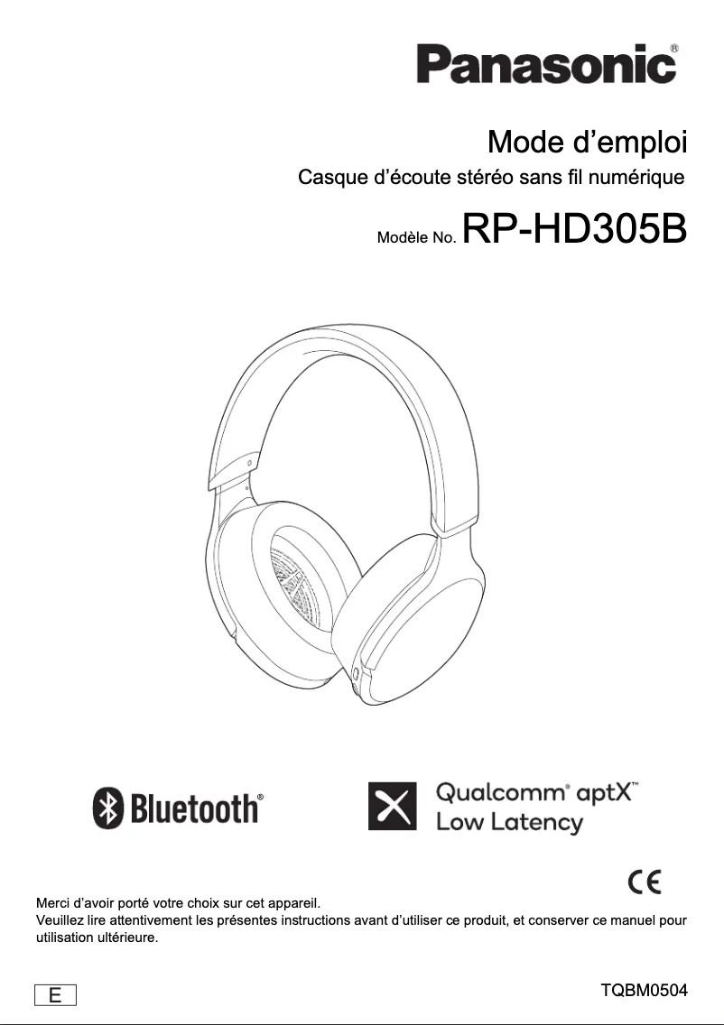 Image de la première page du manuel de l'appareil RP-HD305B