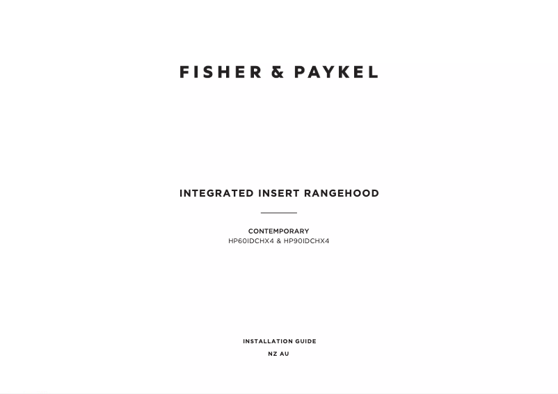 Page n°1 - Guide d'installation Fisher & Paykel HP60IDCHX4