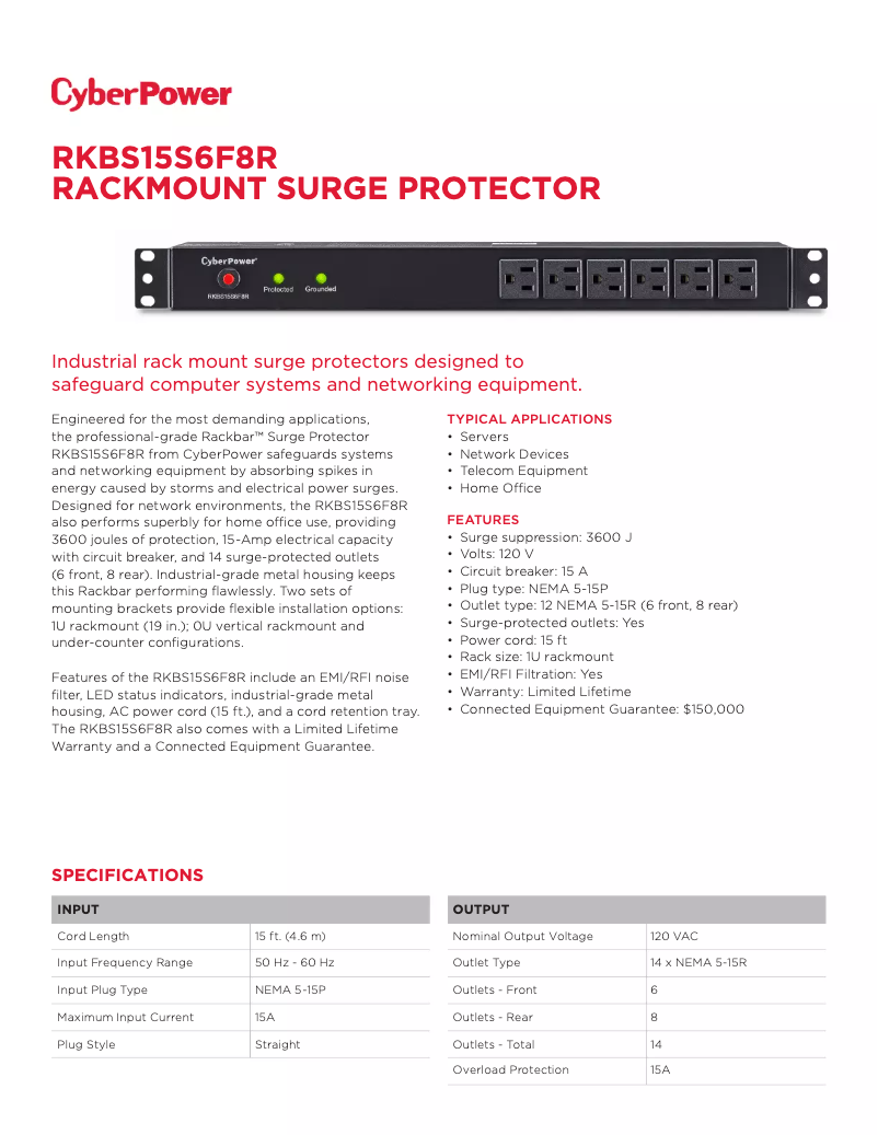 Image de la première page du manuel de l'appareil Rackbar RKBS15S6F8R