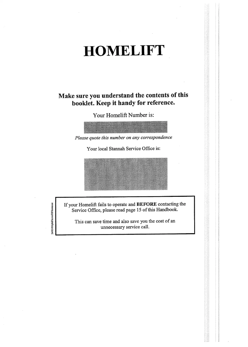 Page 1 de la notice Manuel utilisateur Stannah Homelift