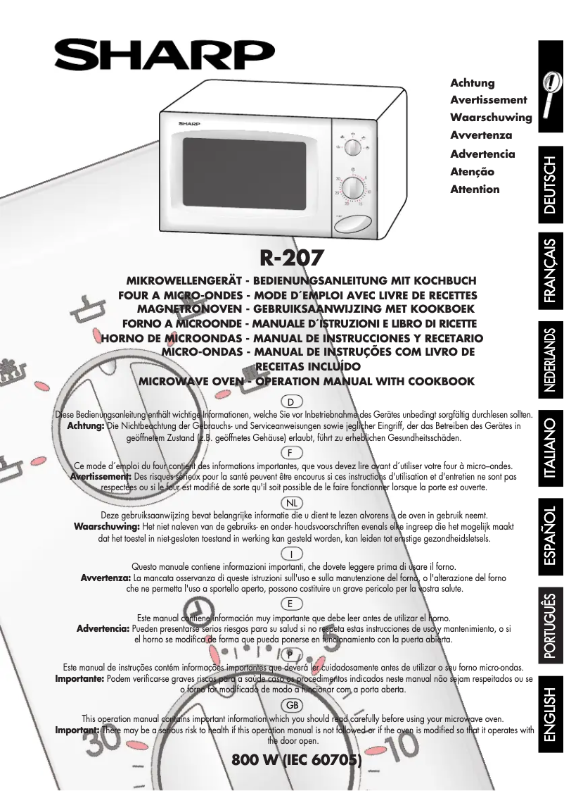 Page 1 de la notice Manuel utilisateur Sharp R-207W