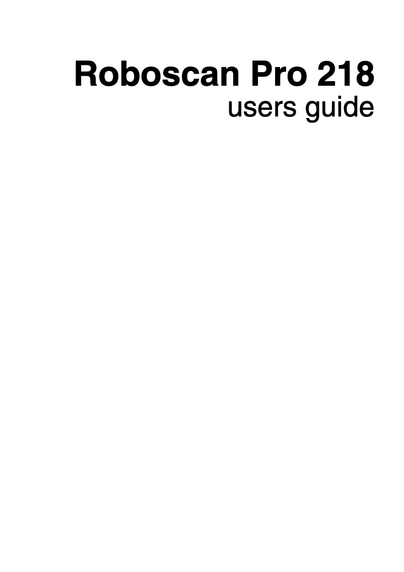 Image de la première page du manuel de l'appareil RoboScan Pro 218