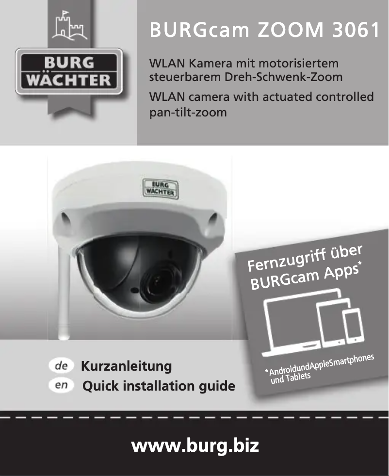 Page 1 de la notice Manuel utilisateur Burg Wächter BURGcam ZOOM 3061