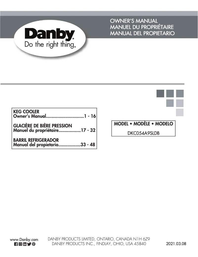Page 1 de la notice Manuel utilisateur Danby DKC054A9SLDB
